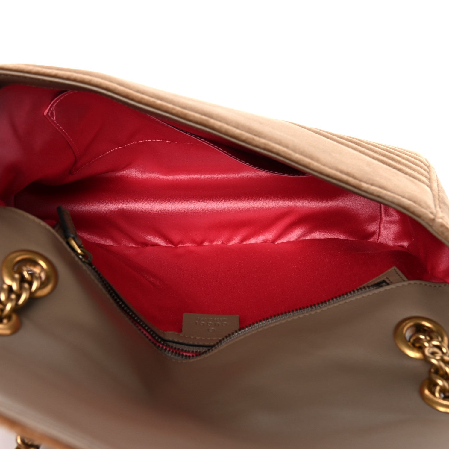 Gucci Velvet Matelasse Medium GG Marmont Shoulder Bag Taupe 5 of 15
