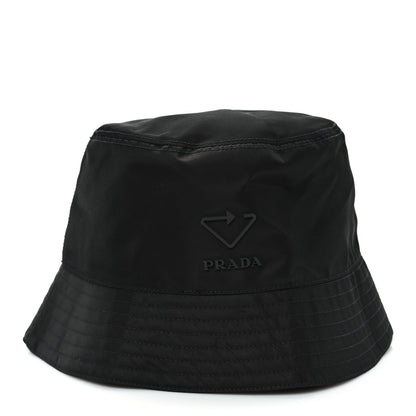 Prada Re-Nylon Rubber Logo Bucket Hat S Black 3 of 8