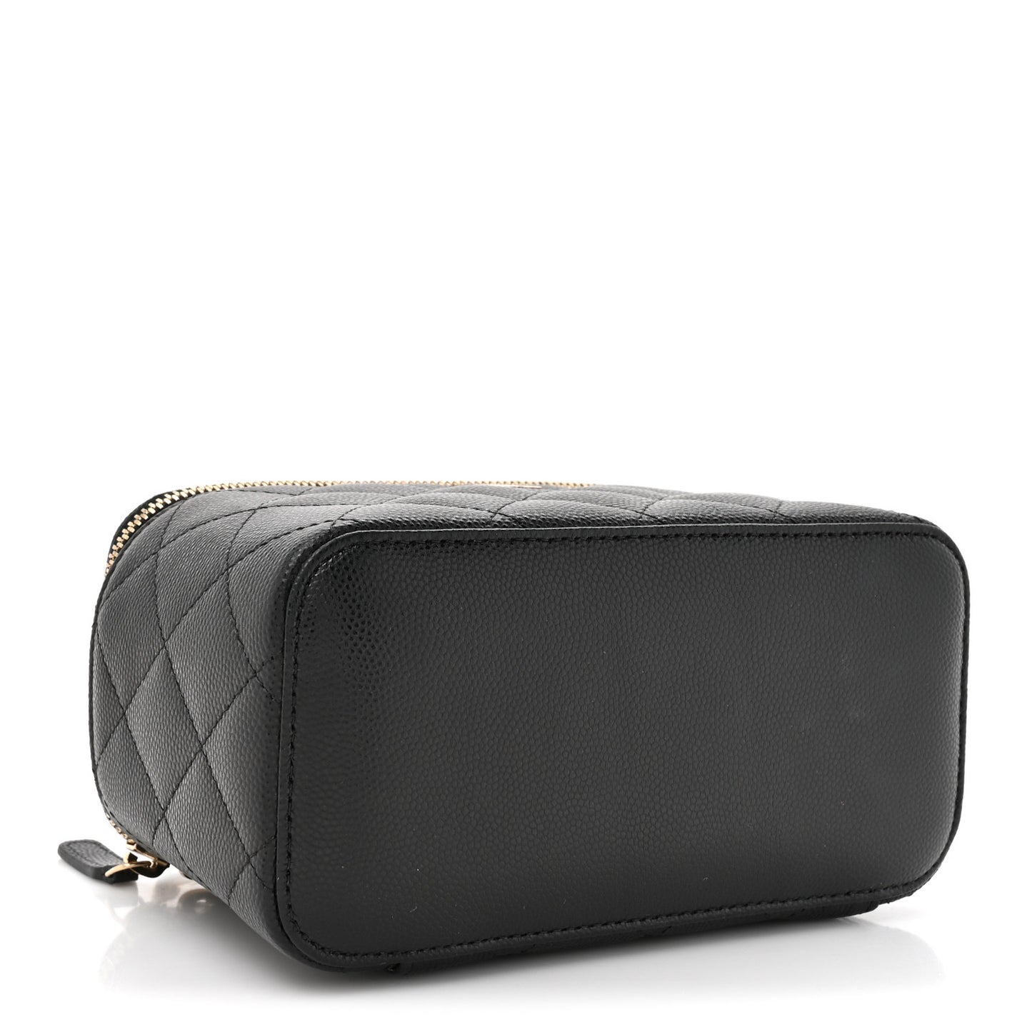 Caviar Quilted Small Vanity Case With Chain Black