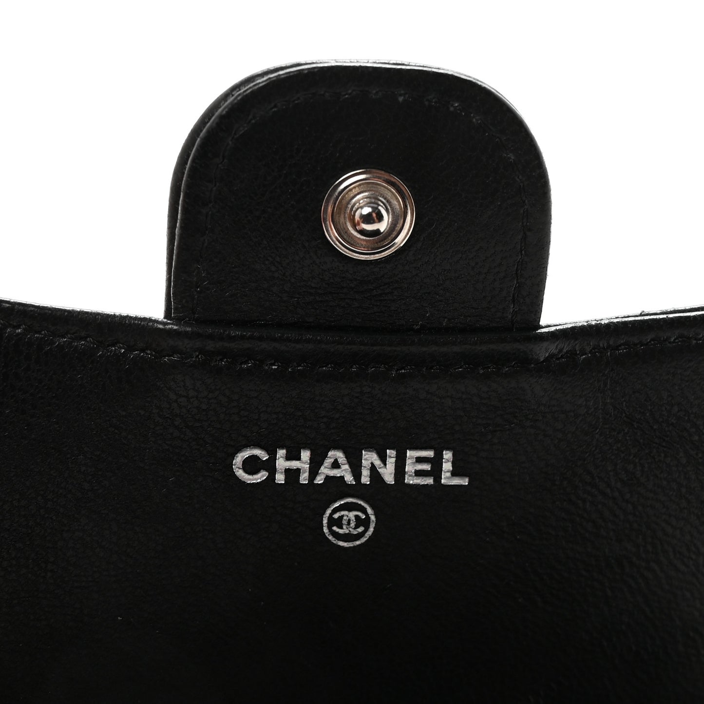 Lambskin Quilted Compact Flap Wallet Black