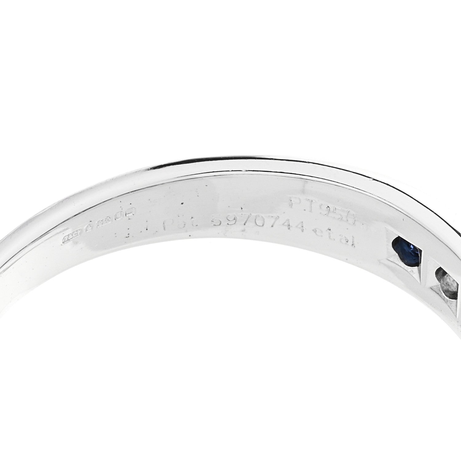 Tiffany Platinum Diamond Blue Sapphire 4mm Lucida Band Ring 56 7.5 5 of 6