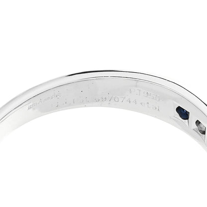 Tiffany Platinum Diamond Blue Sapphire 4mm Lucida Band Ring 56 7.5 5 of 6