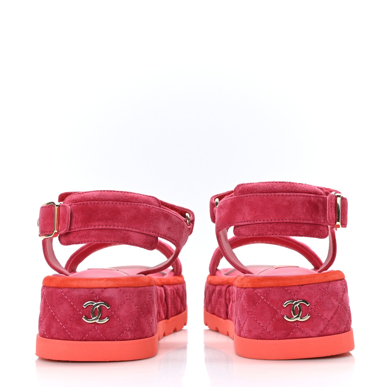 Chanel Suede Quilted Platform Sandals 41 Red Light Red 5 of 9