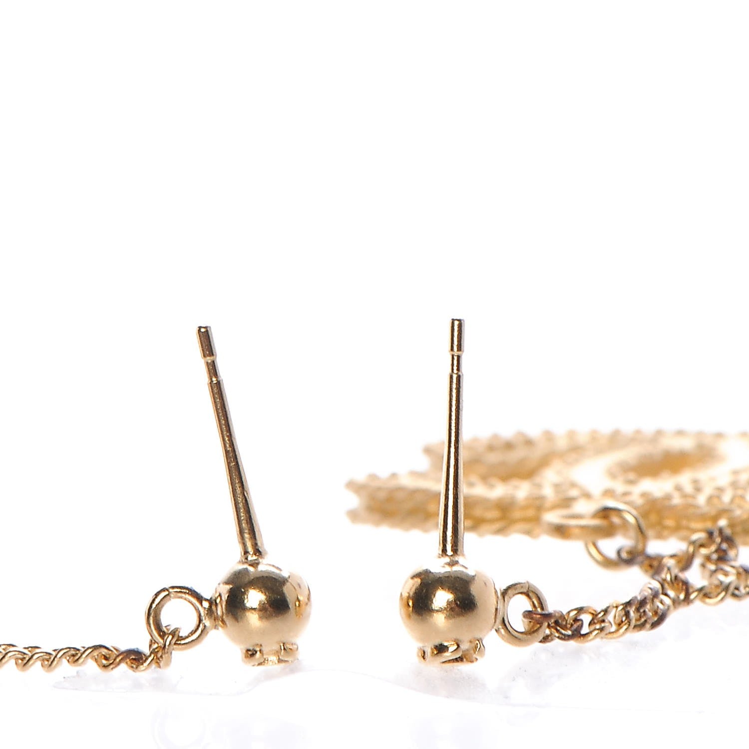 Chanel CC Drop Earrings Matte Gold 4 of 6