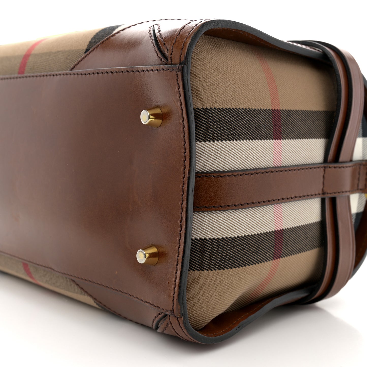 House Check Bridle Calfskin Medium Alchester Bowling Bag Dark Tan