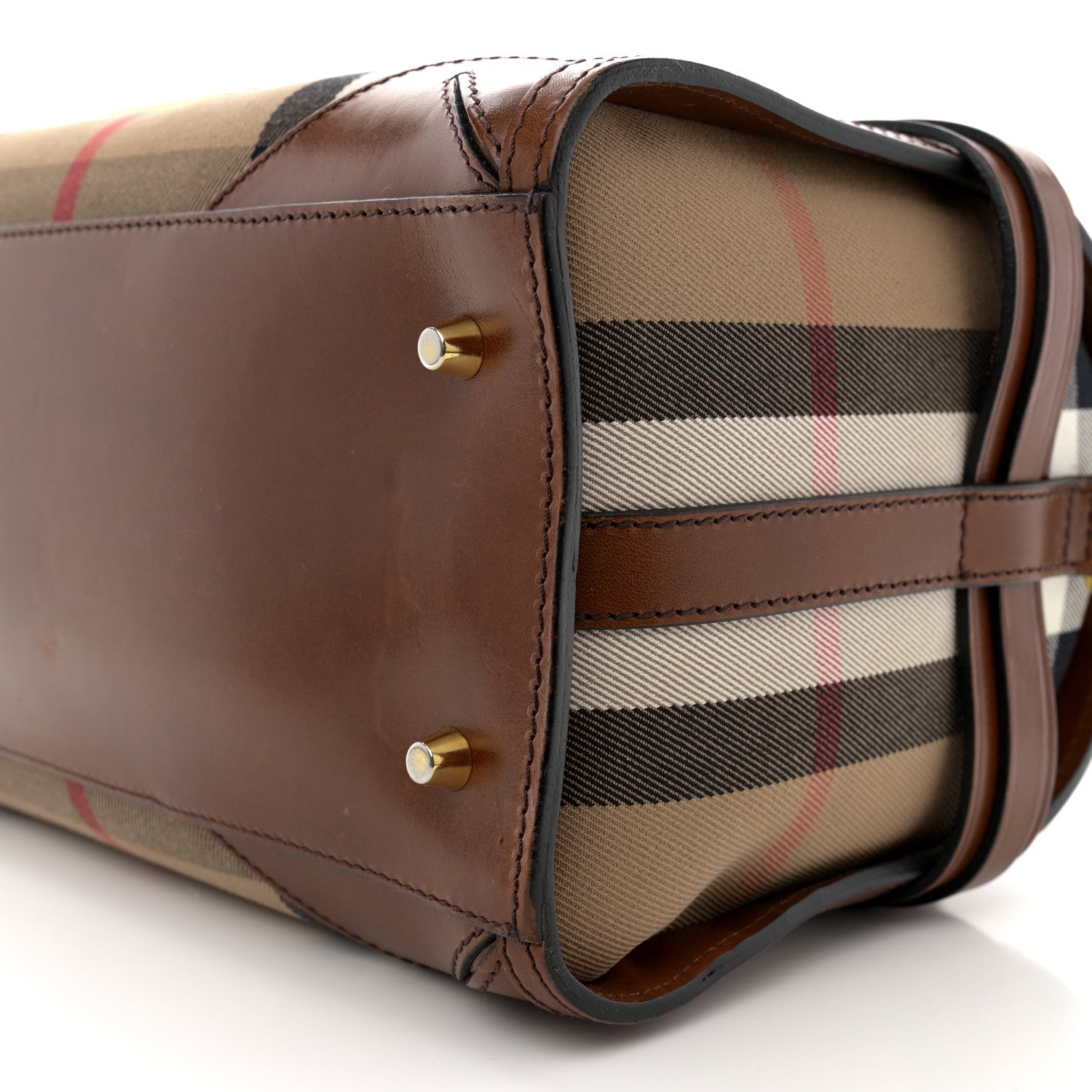 Burberry House Check Bridle Calfskin Medium Alchester Bowling Bag Dark Tan 13 of 18