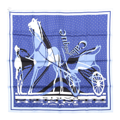 Hermes Silk Caleche Elastique Scarf 90 Ciel Bleu Gitane White 1 of 5