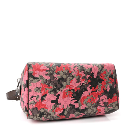 Gucci GG Supreme Monogram Camouflage Textured Dollar Calfskin Medium Savoy Duffle Bag Beige Pink Red 4 of 10