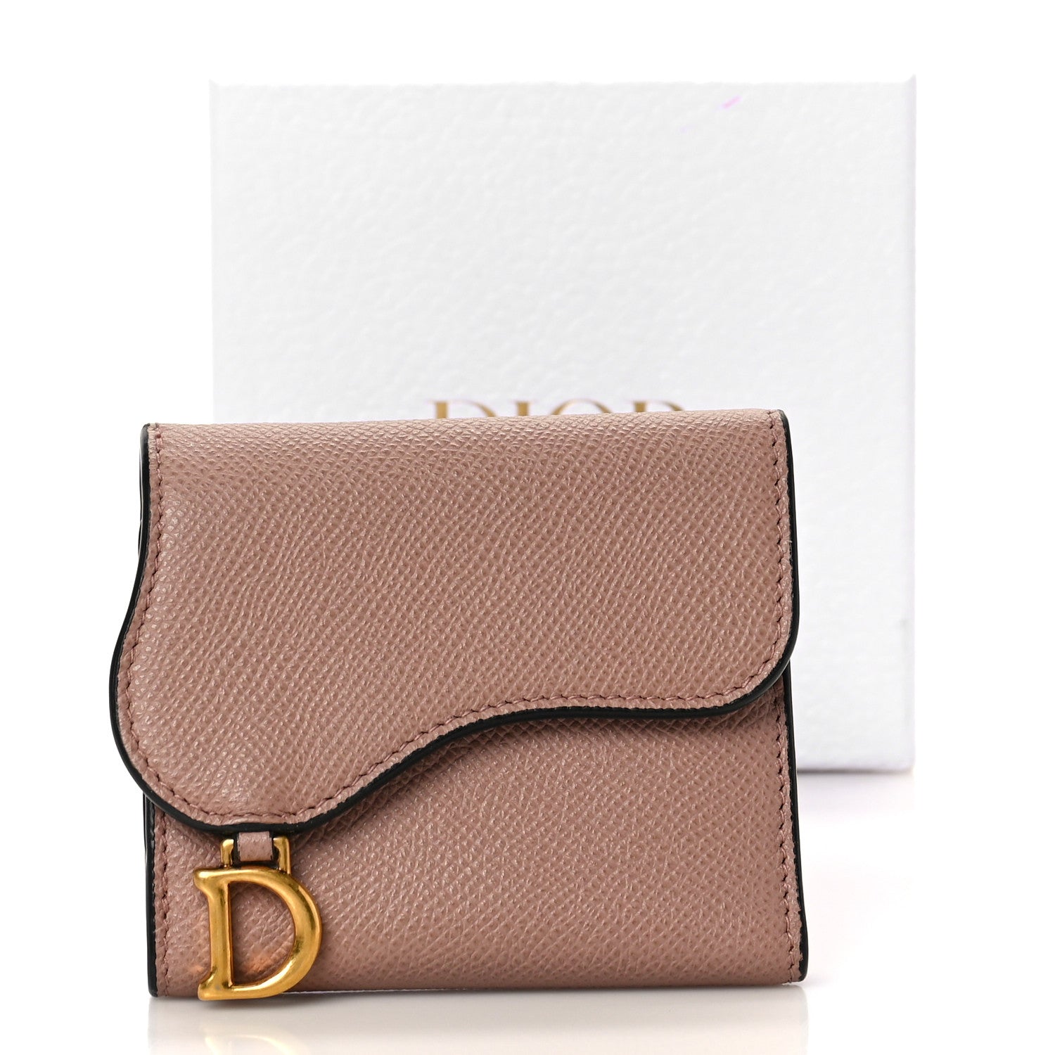 Christian Dior Grained Calfskin Saddle Lotus Wallet Blush 9 of 9