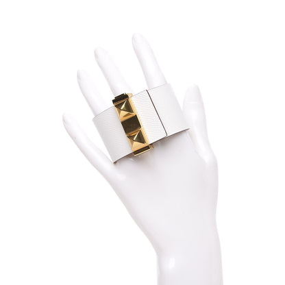 Hermes Epsom Swift Imprevisible Bracelet PM White Gold 2 of 5