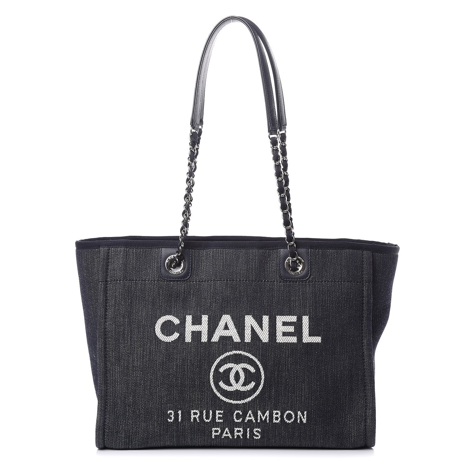 Chanel Denim Small Deauville Tote Dark Blue 1 of 11