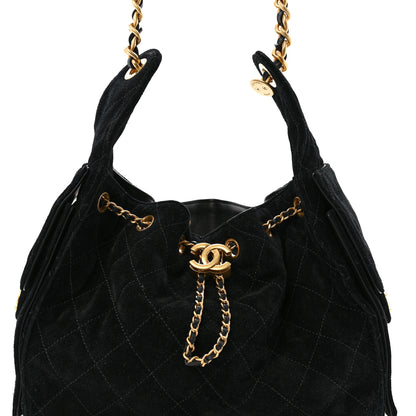 Chanel Suede Quilted Small Chanel 25 Handbag Black 8 of 13
