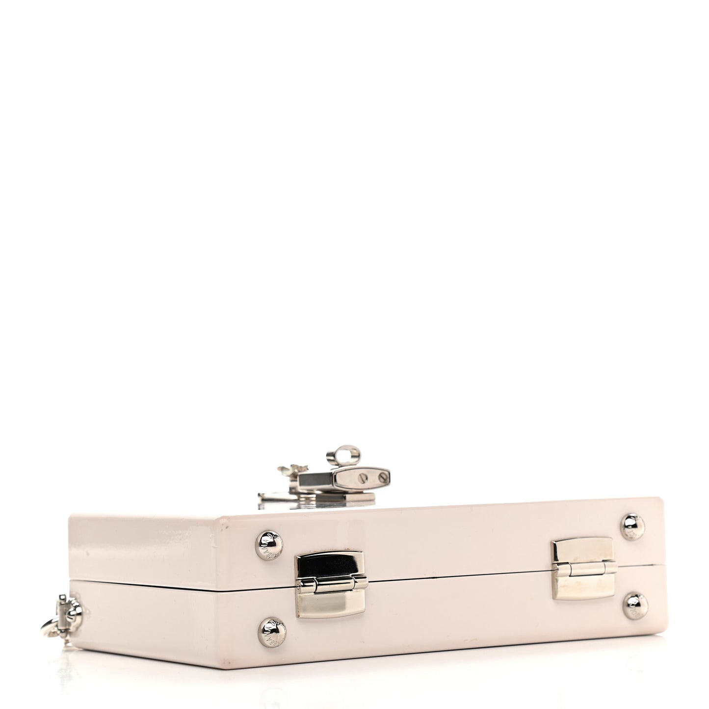 Acrylic Floral Print Dolce Box Clutch Ivory