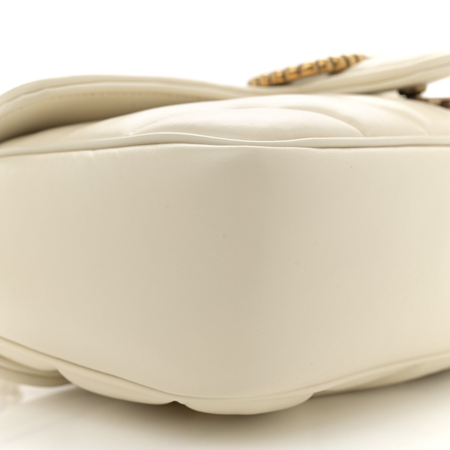 Calfskin Matelasse Double G Studs Small Torchon GG Marmont Shoulder Bag Mystic White
