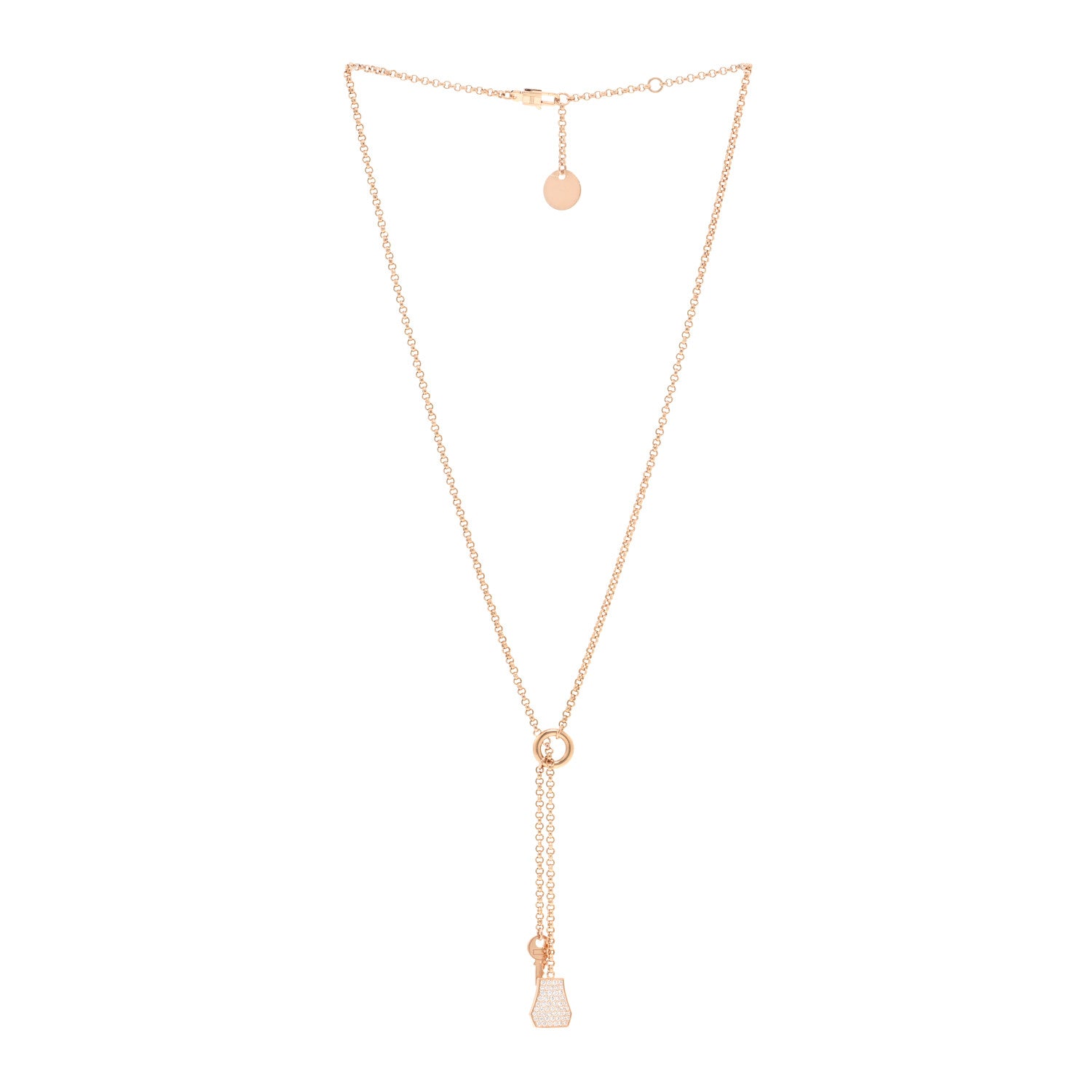 Hermes 18K Rose Gold Diamond PM Kelly Clochette Necklace 3 of 4
