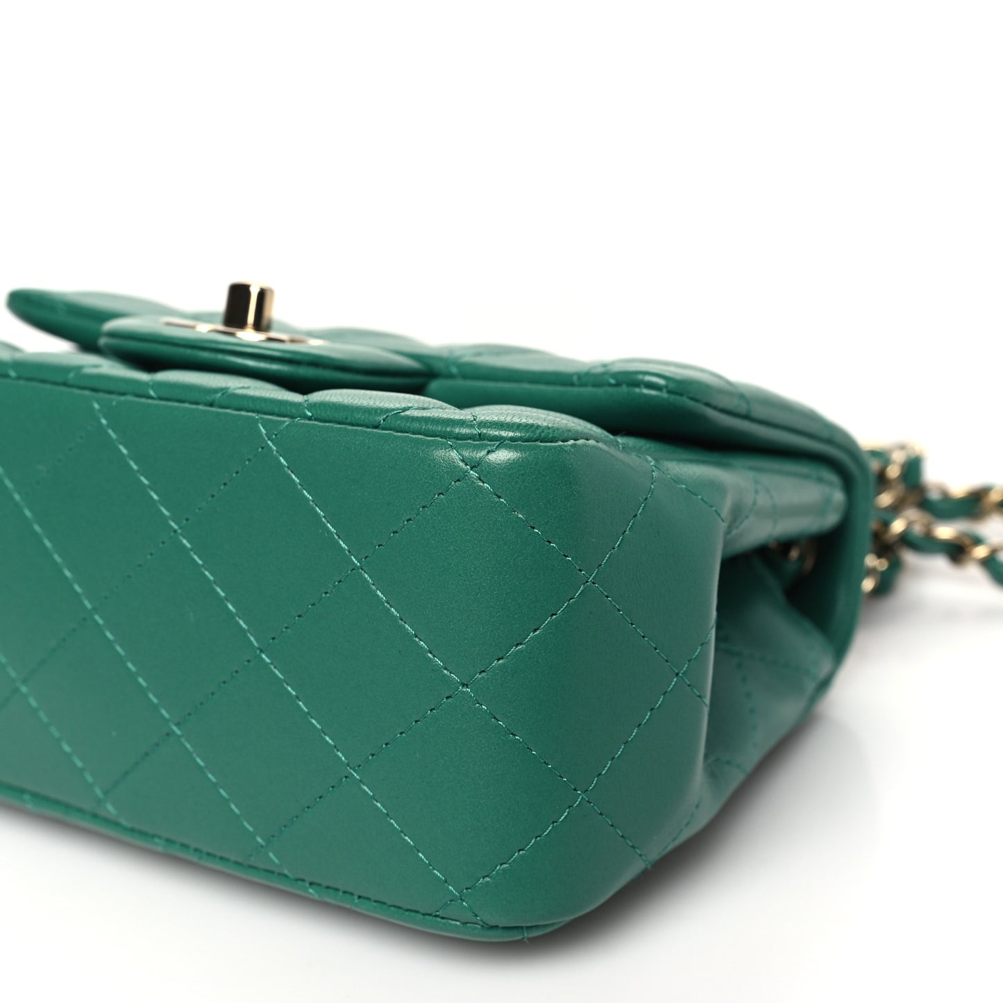 Lambskin Quilted Mini Square Flap Green
