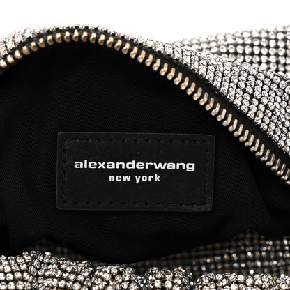 Alexander Wang Mesh Crystal Rhinestone Mini Scrunchie Clutch Black Silver 6 of 13