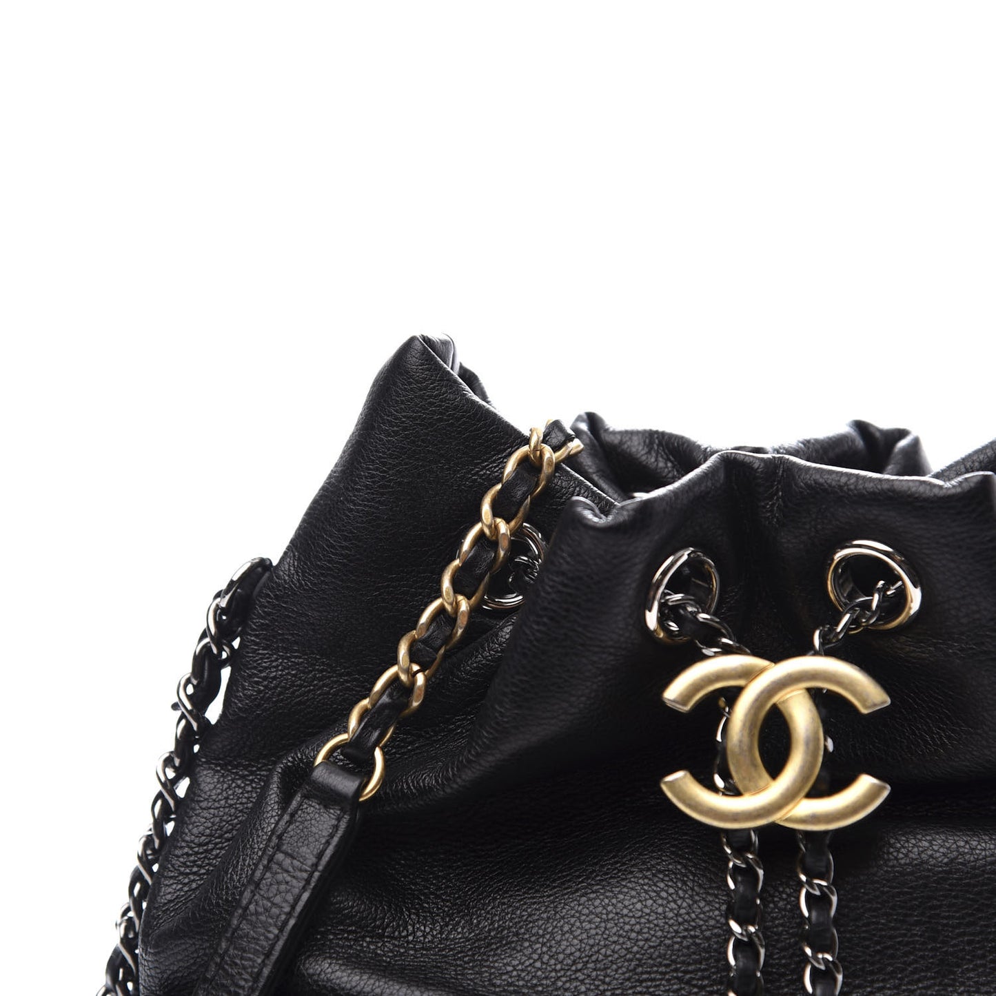 Calfskin Quilted Small Gabrielle Bucket Black