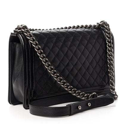 Chanel Goatskin Quilted Patent New Medium Duo Boy Flap Black 3 of 10