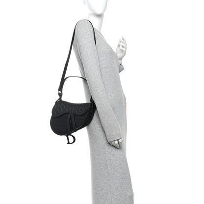 Christian Dior Calfskin Embossed Oblique Saddle Bag With Strap Black 2 of 10