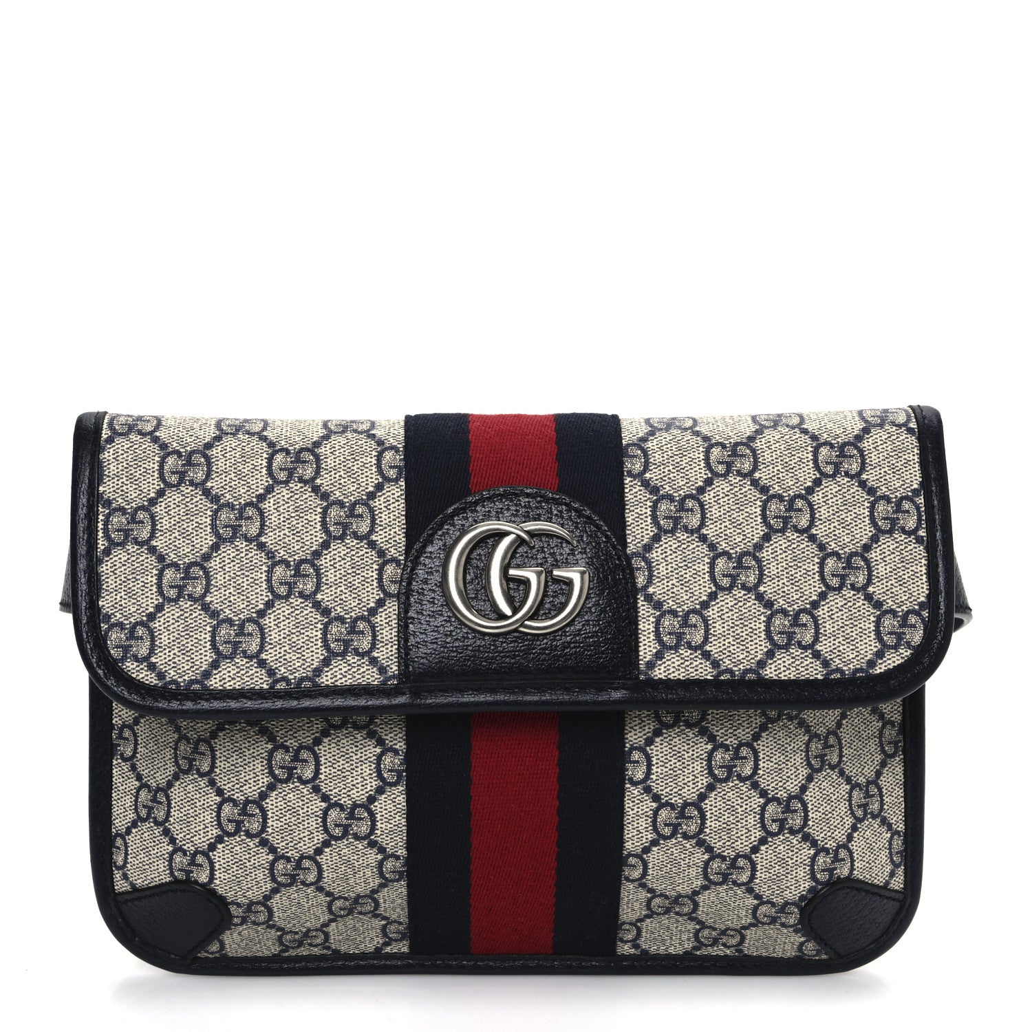 Gucci GG Supreme Monogram Web Small Ophidia Belt Bag 90 36 Beige Navy 1 of 10