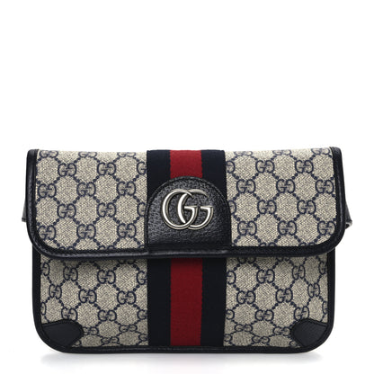 Gucci GG Supreme Monogram Web Small Ophidia Belt Bag 90 36 Beige Navy 1 of 10