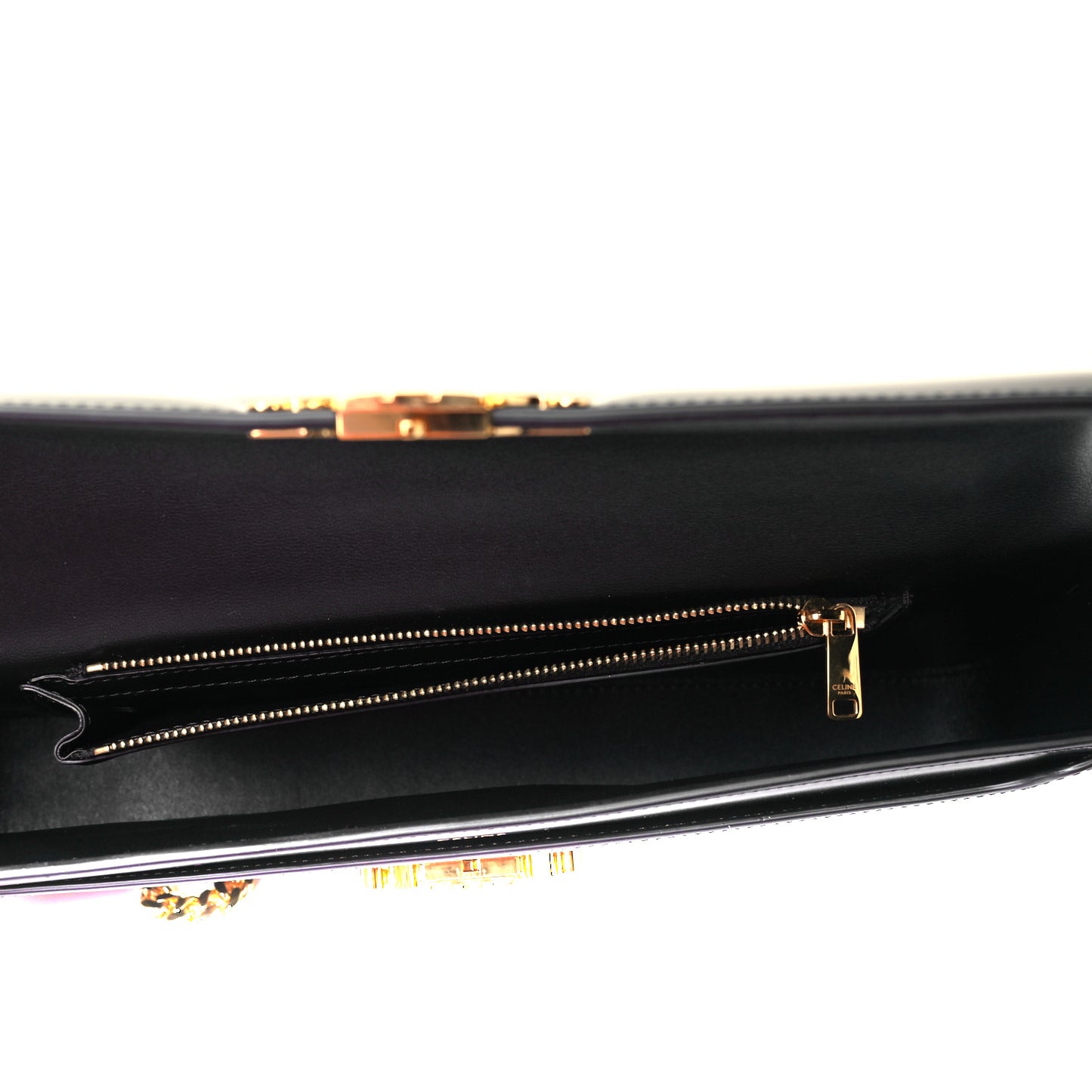 Shiny Calfskin Triomphe Chain Bag Black