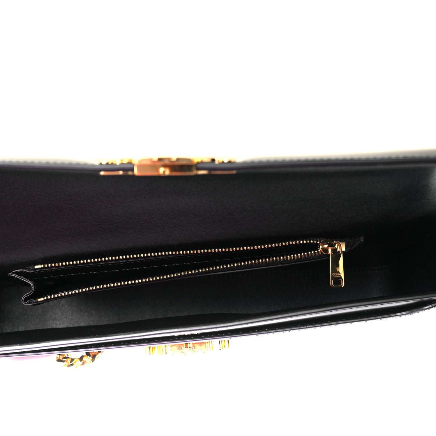 Celine Shiny Calfskin Triomphe Chain Bag Black 5 of 8
