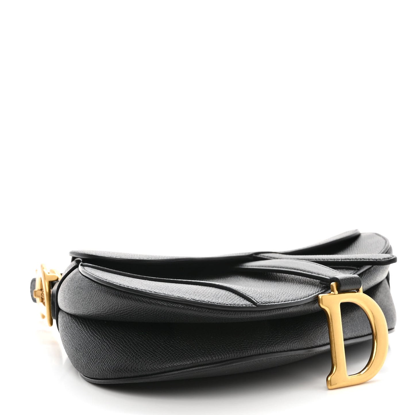 Grained Calfskin Saddle Bag Black