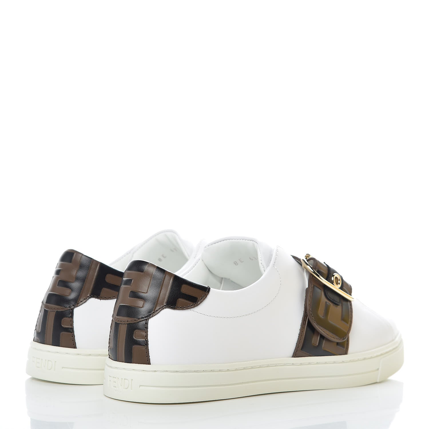 Fendi Vitello FF Embossed Womens Slip On Sneakers 36.5 Ultra White Maya Black 4 of 9