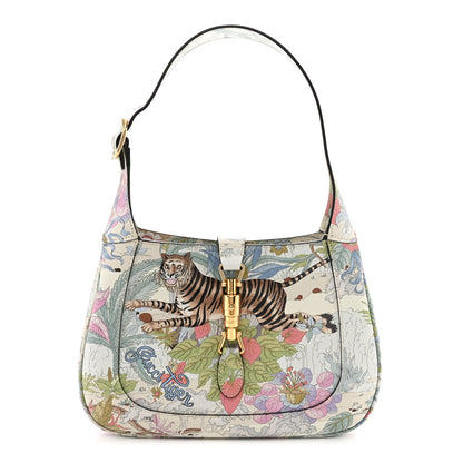 Gucci New Shangai Calfskin Tiger Savanah Small Jackie 1961 Hobo Chalky White Multicolor 1 of 10