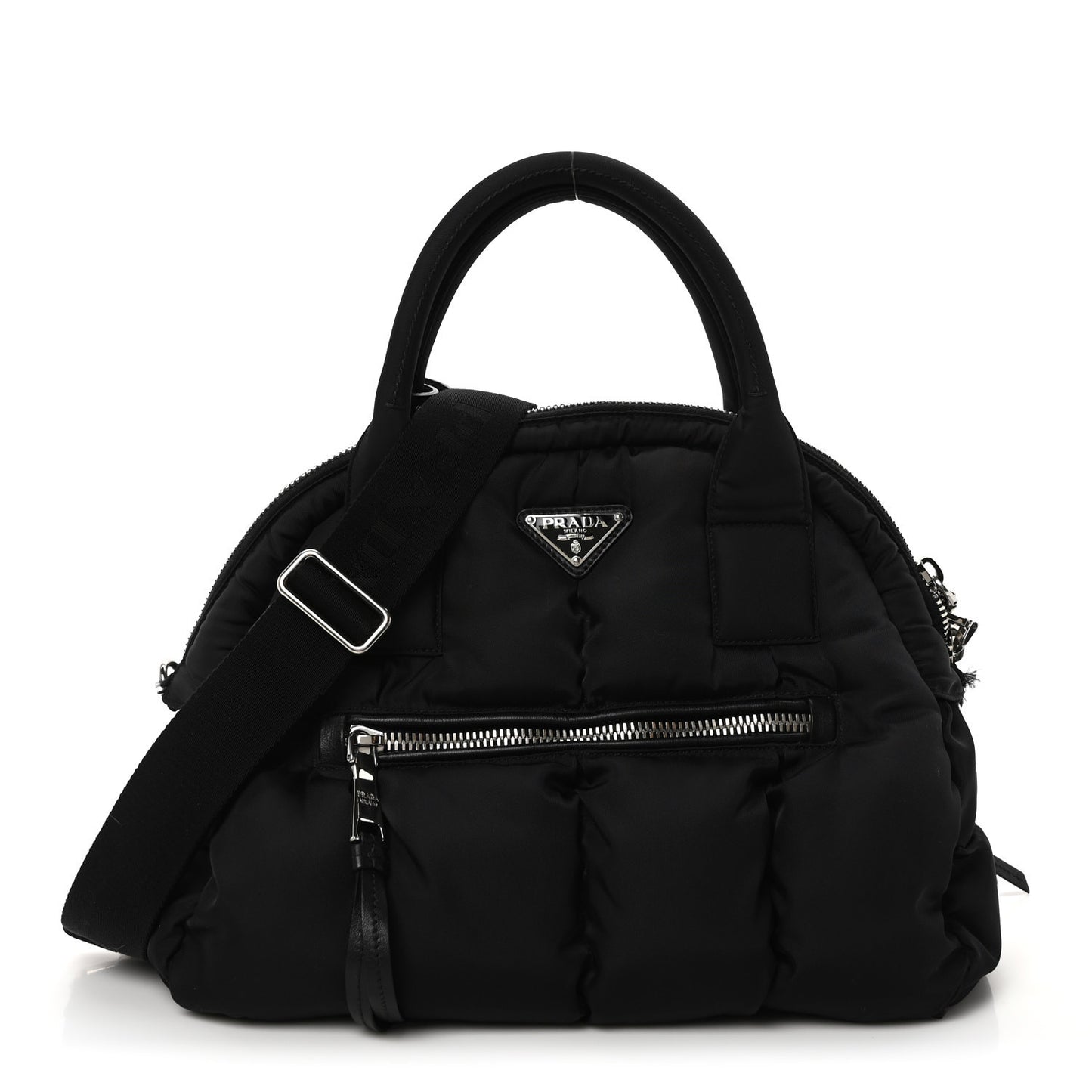 Tessuto Nylon Bomber Dome Satchel Black