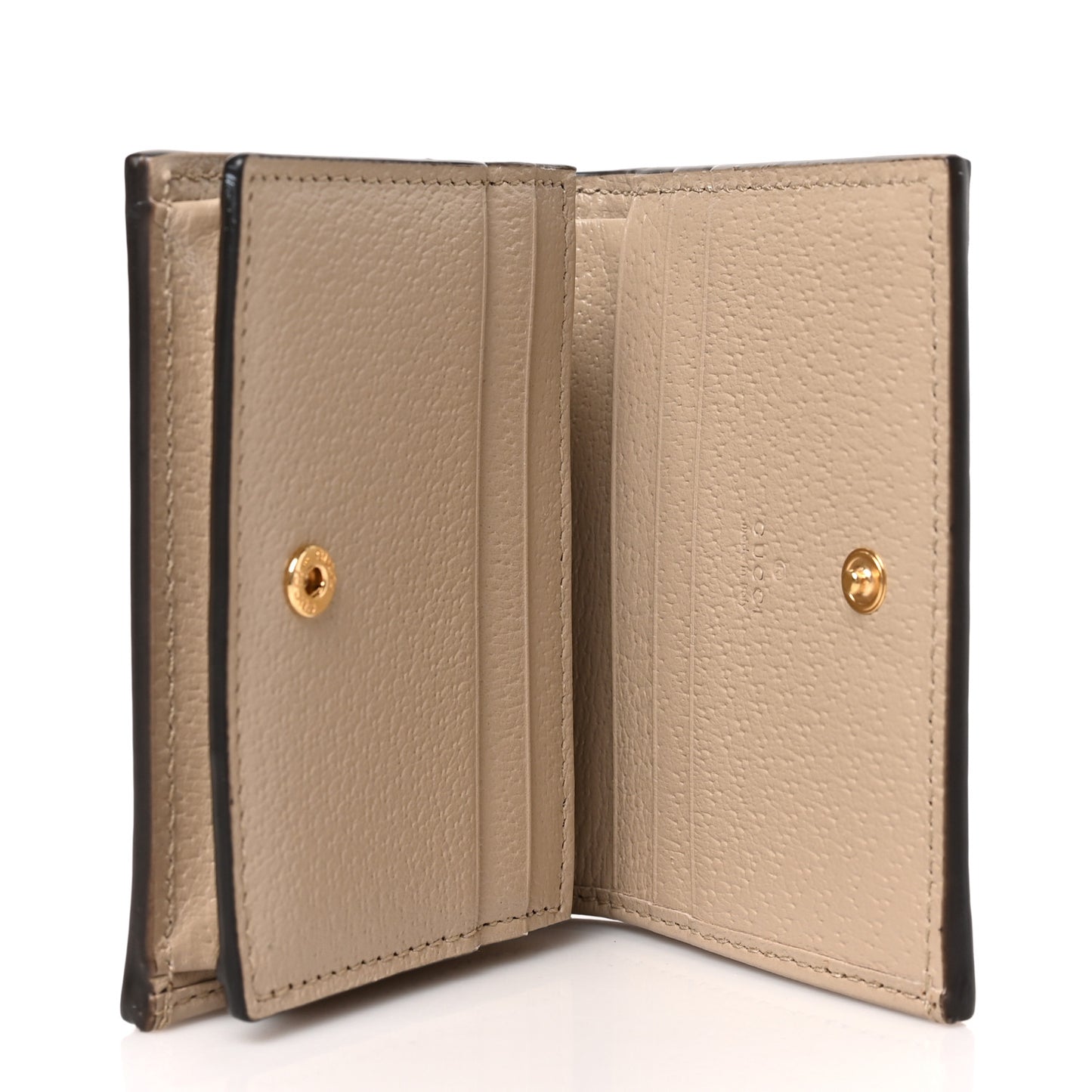 GG Supreme Monogram Textured Dollar Calfskin Web Ophidia Card Case Beige Mystic White Oatmeal