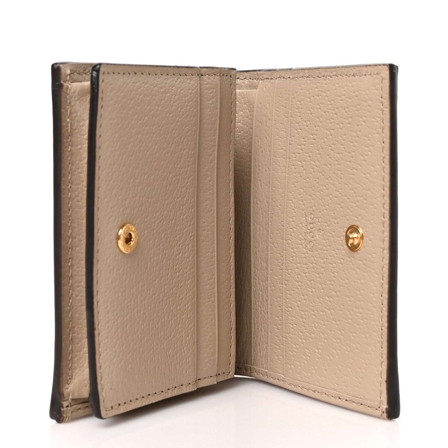 Gucci GG Supreme Monogram Textured Dollar Calfskin Web Ophidia Card Case Beige Mystic White Oatmeal 5 of 6