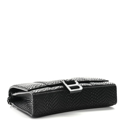 Balenciaga Cobra Embossed Monochrome Hourglass Chain Bag Black 4 of 11