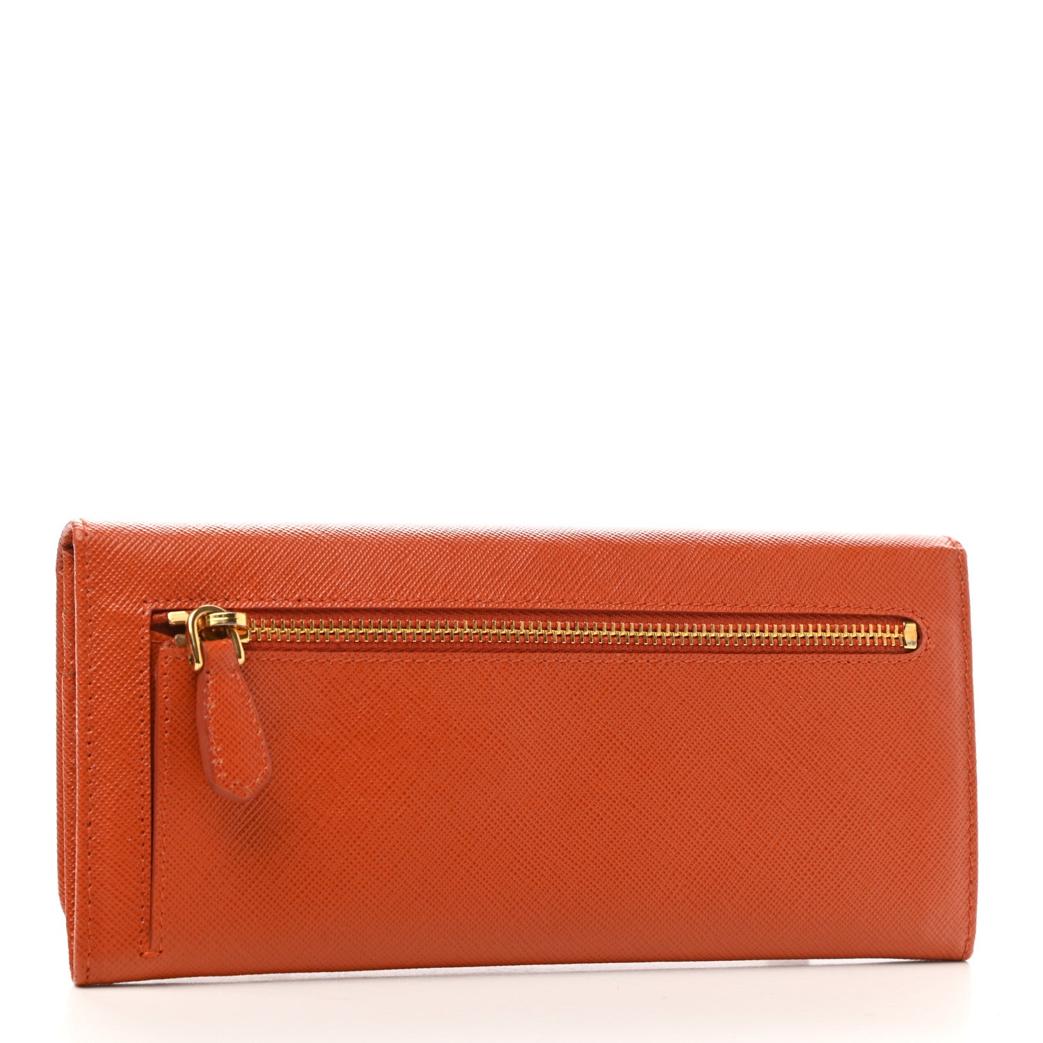 Prada Saffiano Metal Continental Flap Wallet Papaya 3 of 7