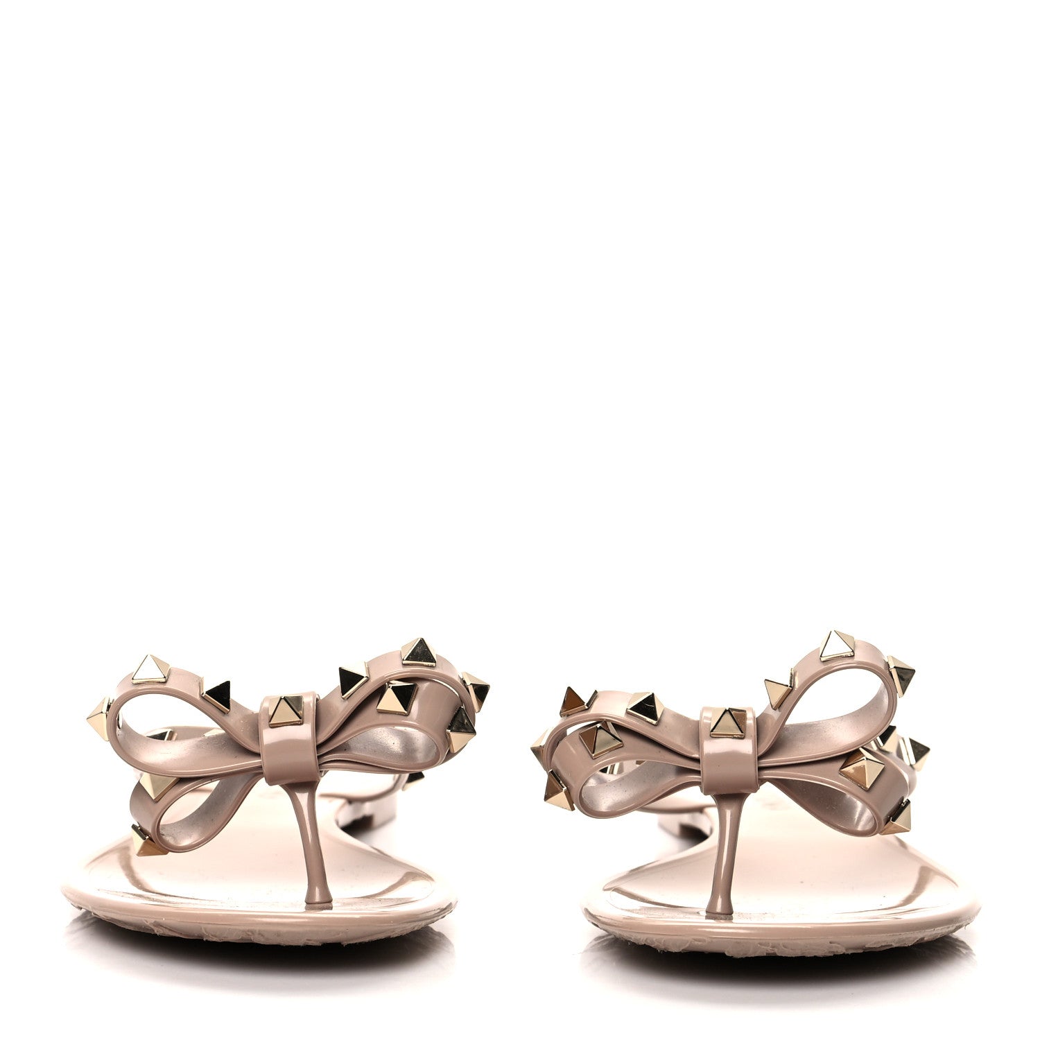 Valentino Garavani PVC Jelly Rockstud Bow Thong Sandals 38 Poudre 2 of 7