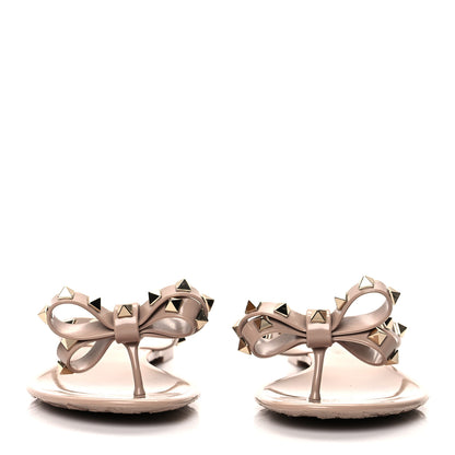 Valentino Garavani PVC Jelly Rockstud Bow Thong Sandals 38 Poudre 2 of 7