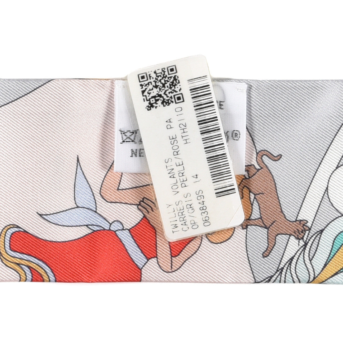Silk Carres Volants Twilly Grenadine Gris Perle Rose Pale