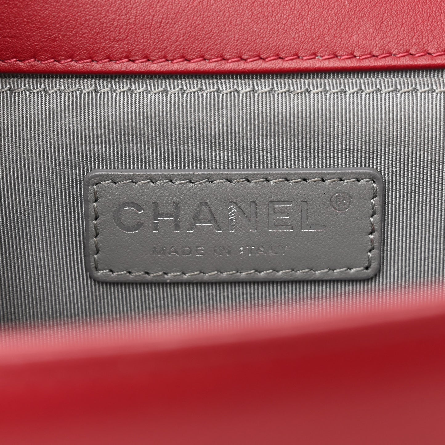 Calfskin Chevron Quilted Medium Boy Flap Dark Red