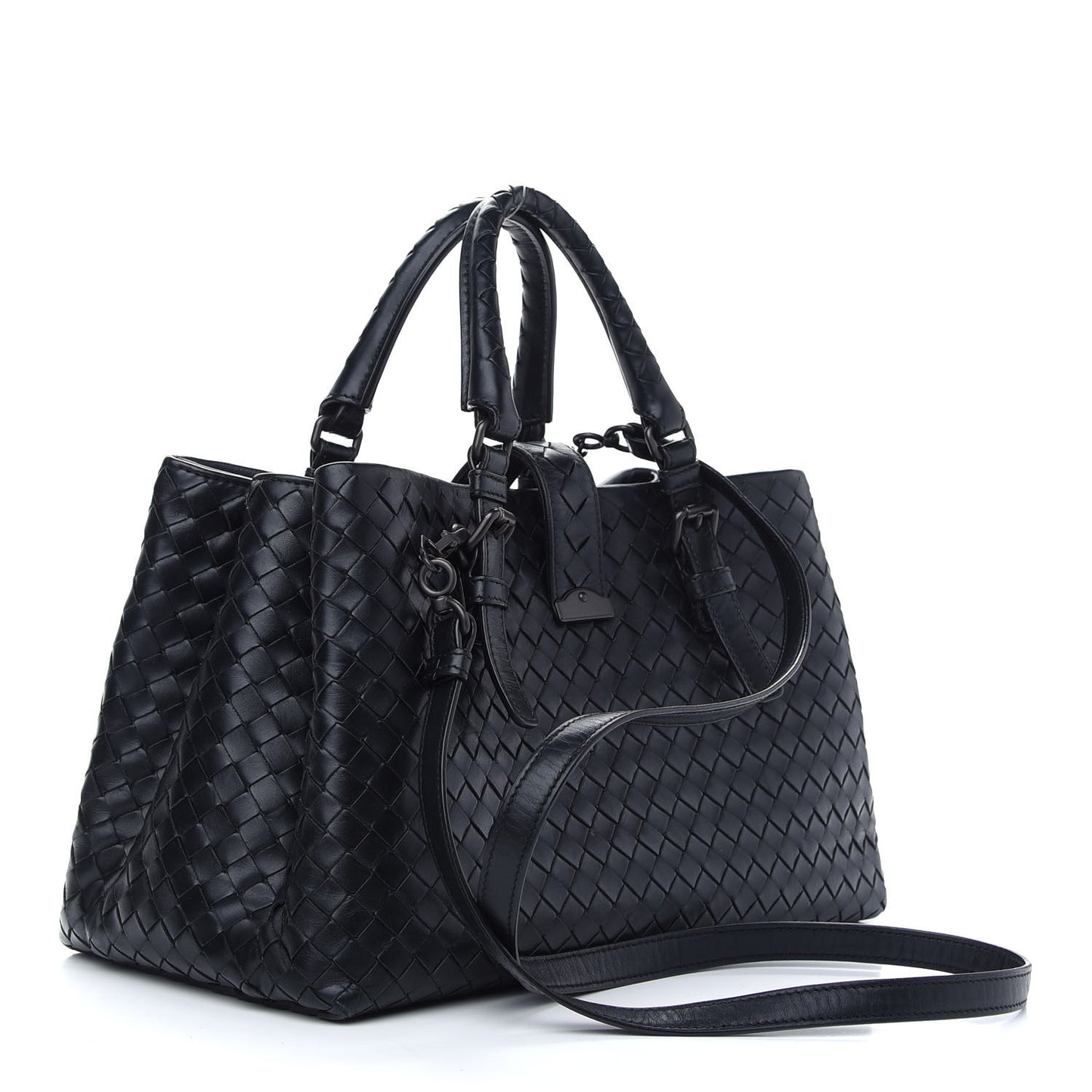 Light Calf Intrecciato Small Roma Black