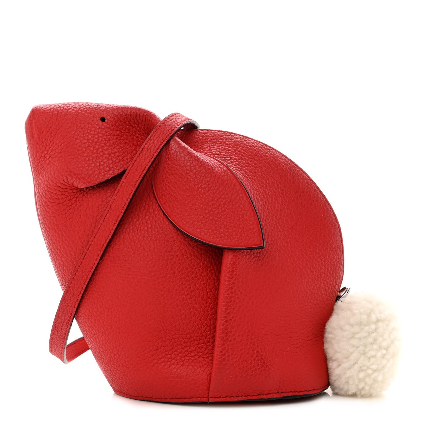 Calfskin Shearling Mini Bunny Crossbody Bag Red