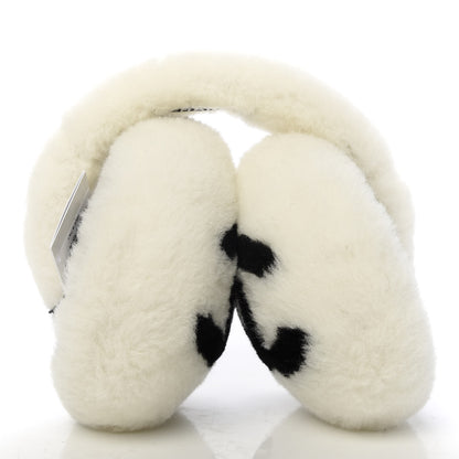 Chanel Shearling CC Ear Muffs White Black 6 of 7