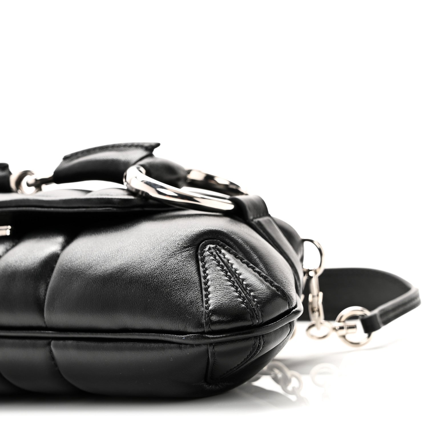 Gucci Nappa Vertical Matelasse Small Maxi Horsebit Chain Shoulder Bag Black 10 of 10