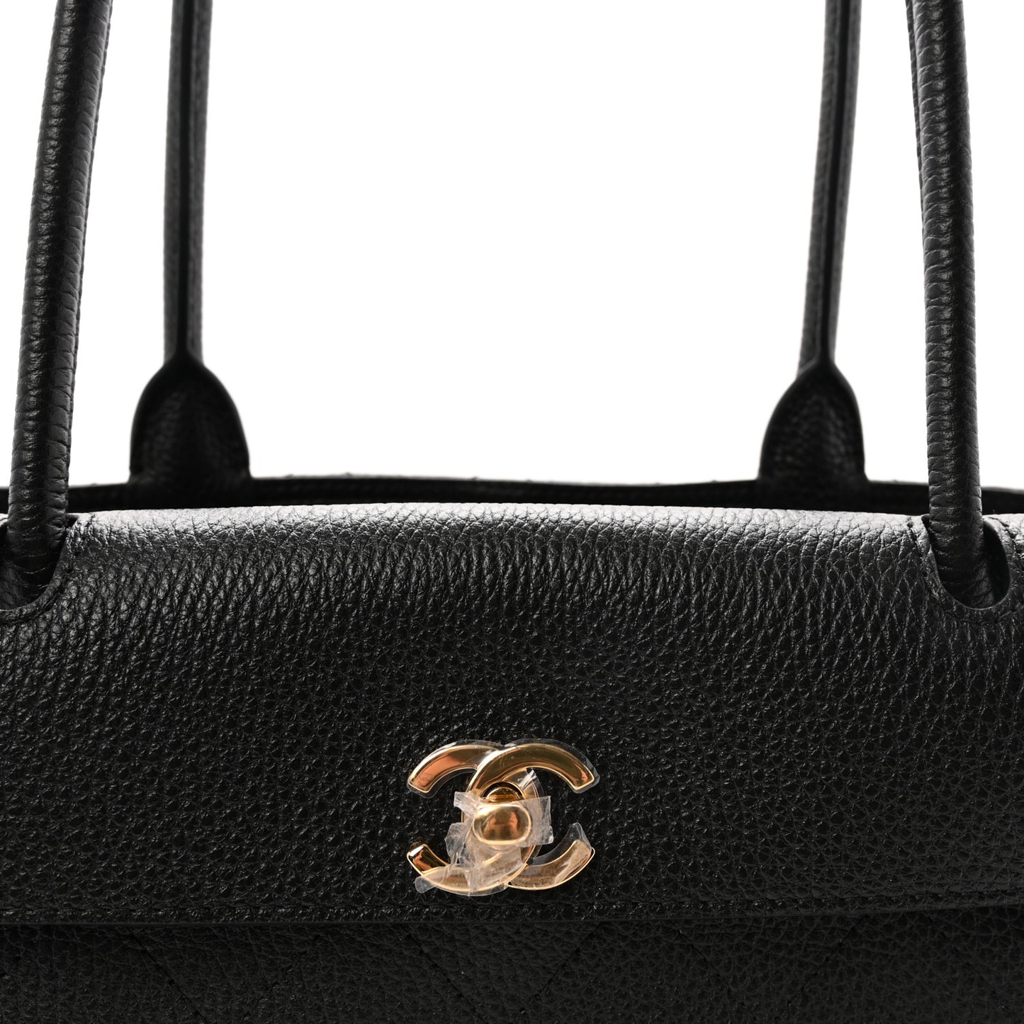 Grained Calfskin Stitched Urban Essentials Small Shopping Bag Black
