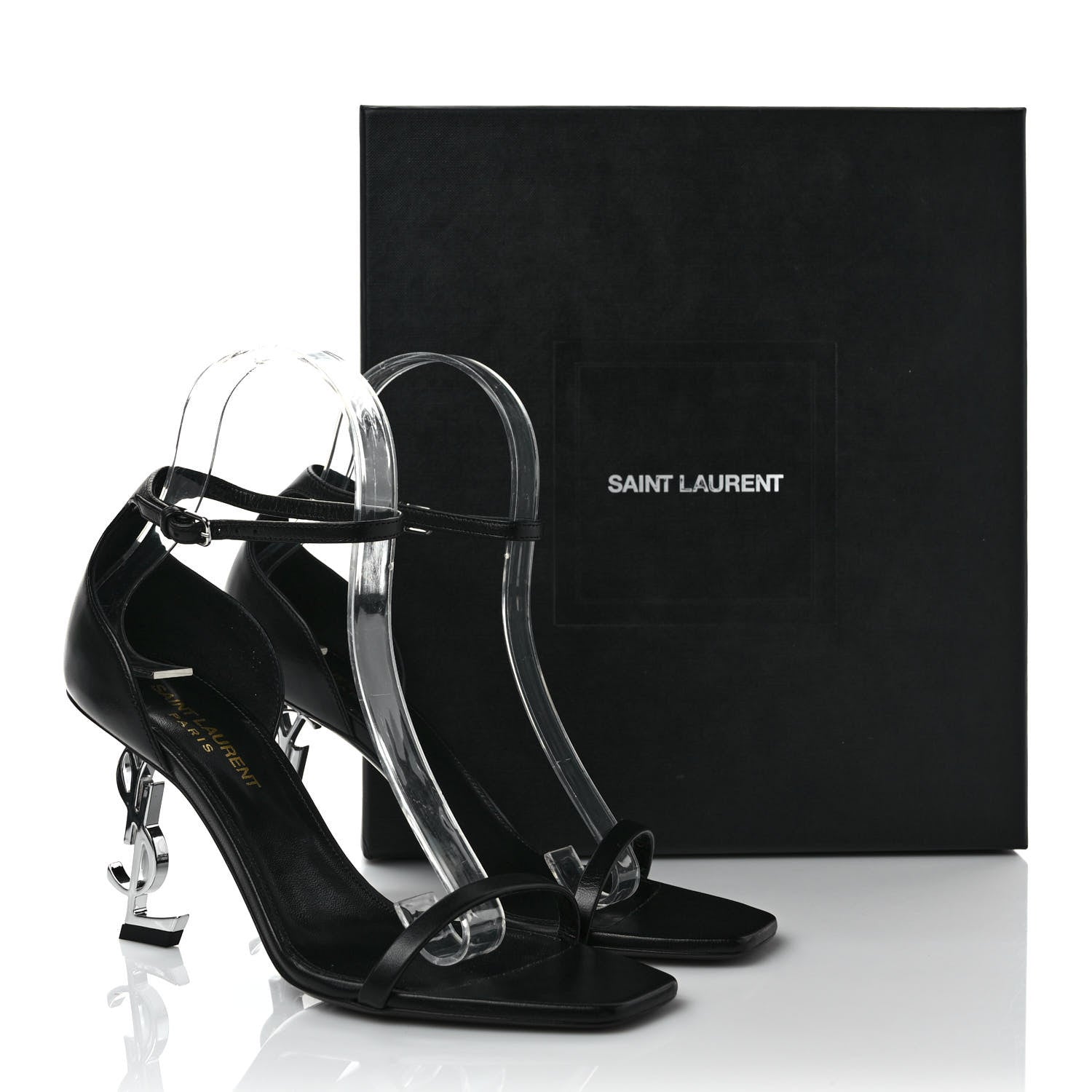 Saint Laurent Calfskin Opyum 110 Sandals 37 Black Silver 8 of 8
