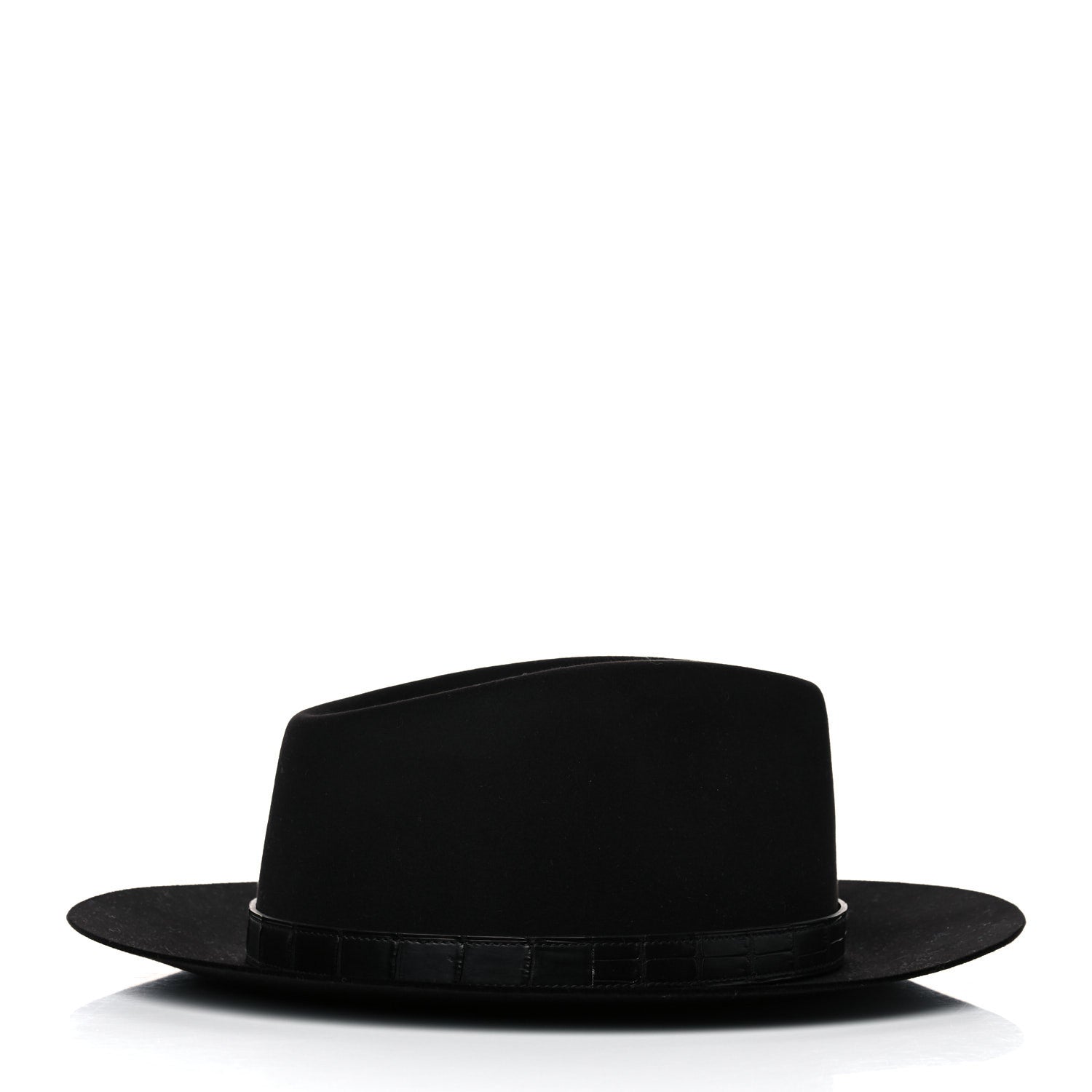 Hermes Felt Alligator Mens Barnabe Hat 57 Black 3 of 10