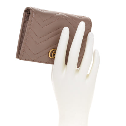 Gucci Calfskin Matelasse GG Marmont Card Case Porcelain Rose 2 of 10