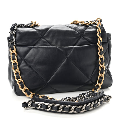 Chanel Lambskin Quilted Medium Chanel 19 Flap Navy Blue 3 of 10