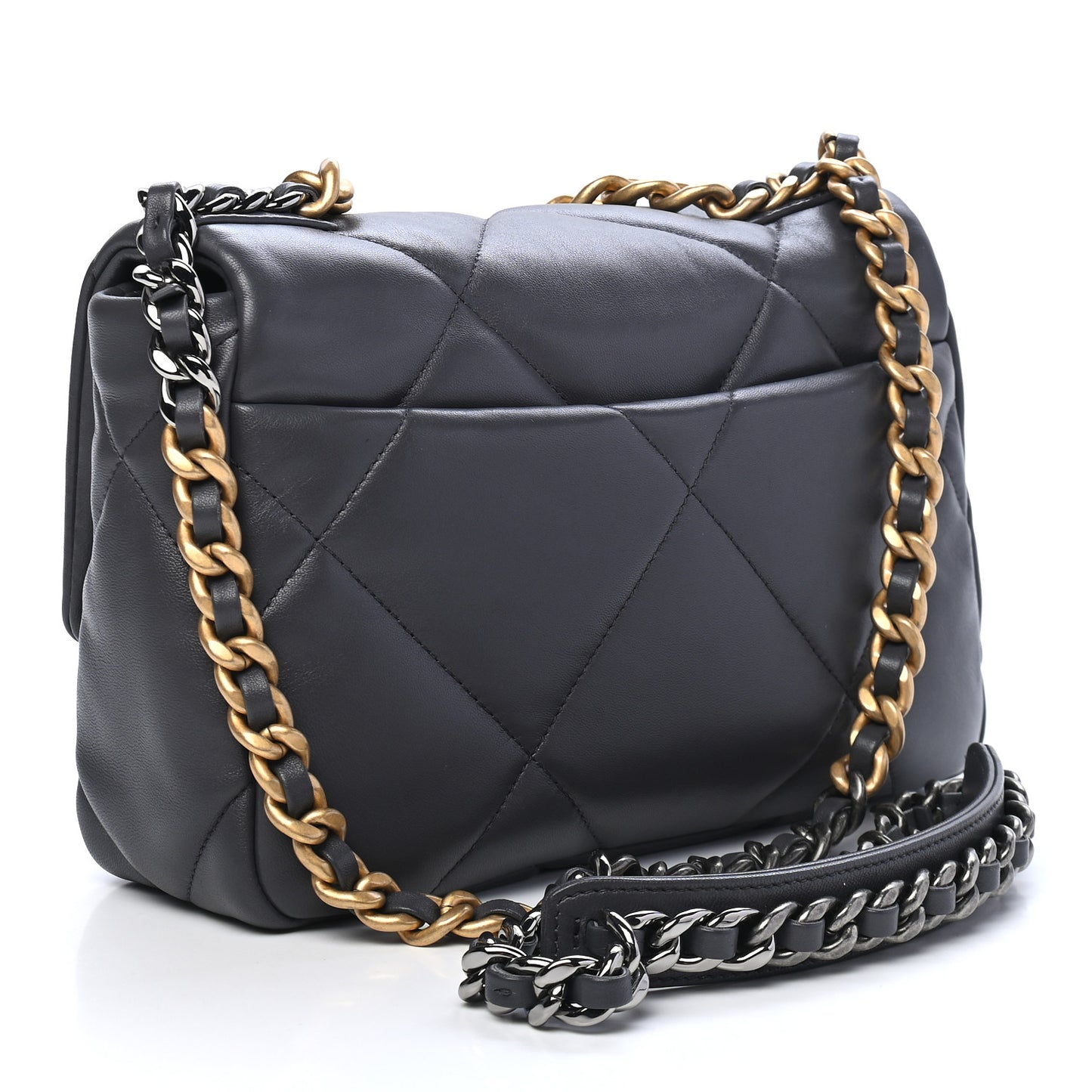 Lambskin Quilted Medium Chanel 19 Flap Dark Grey
